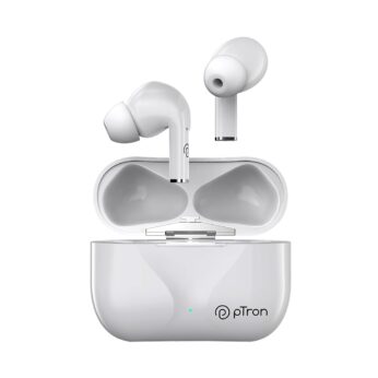 pTron Basspods P181 in-Ear TWS Earbuds with 32Hrs Playtime, Bluetooth 5.1 Wireless Headphones, Type-C Fast Charging, IPX4 & Voice Assist (Pearl White)