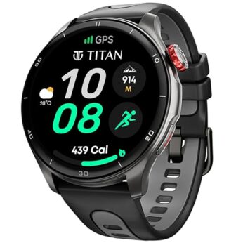 Titan Celestor Smart Watch, 1.43” AMOLED Display & AOD, 60Hz Fluid Display, Advanced GPS with Altimeter, Barometer & Compass, Piezoelectric Crown