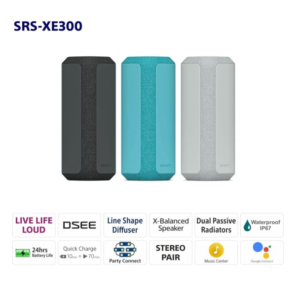 Sony SRS-XE300 X-Series Wireless Portable-Bluetooth-Speaker, IP67 Waterproof, Dustproof and Shockproof - Image 4