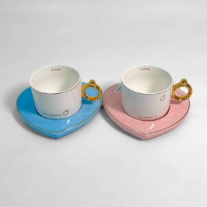 Ceramic Couple Cup and Saucer Set 