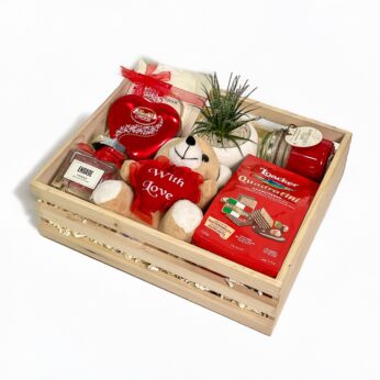 Elegant Valentine’s Day Hamper Tray | Thoughtful Gift with Teddy, Chocolates & Keepsakes