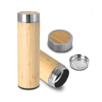 Bamboo Luxe 400ml Vacuum Flask | Eco-Friendly Insulated Bottle with Tea Strainer | 10H Hot & Cold Retention