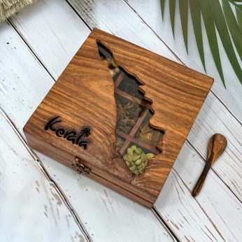 Elegant Kerala-Themed Spice Box with Spoon & 9 Exotic Spices