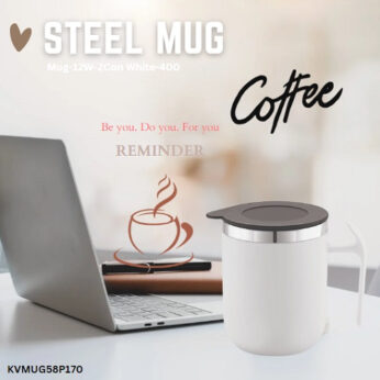 White Stainless Steel Mug – 400ML | Insulated Coffee Mug with Handle