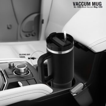 1200ml Car Cup Holder Mug – Insulated, Leak-Proof Travel Mug with Handle & Straw