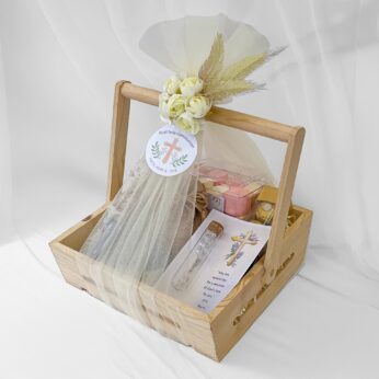 First Communion Celebration Hamper with Rosary, Candle, Macarons & Angel Figurine | Premium Gift Set