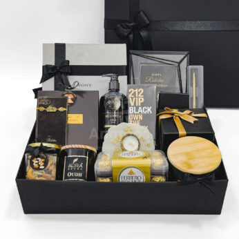 Luxury Black Theme Raksha Bandhan Gift for Men with Sony Headset & Perfume