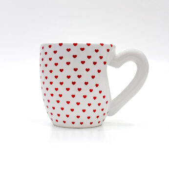 Heart Pattern Ceramic Mug with Love Handle – Romantic Coffee & Gift Cup