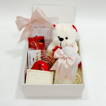 Cute Valentines Gift Box with Teddy and Chocolates